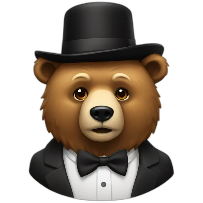 Bear with bow tie and black hat emoji