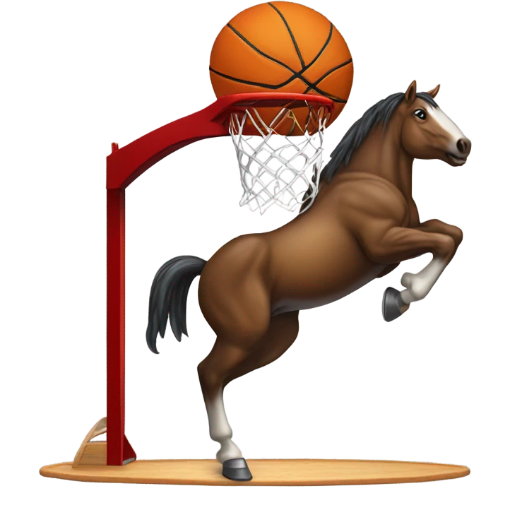 Horse dunking a basketball  emoji