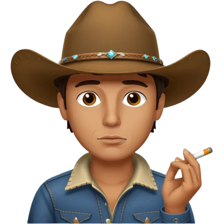 Serious guy with a cowboy hat smoking emoji