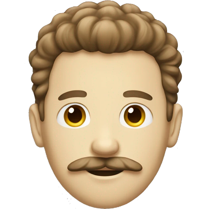 Tall white fluffy brown hair guy with mustache emoji