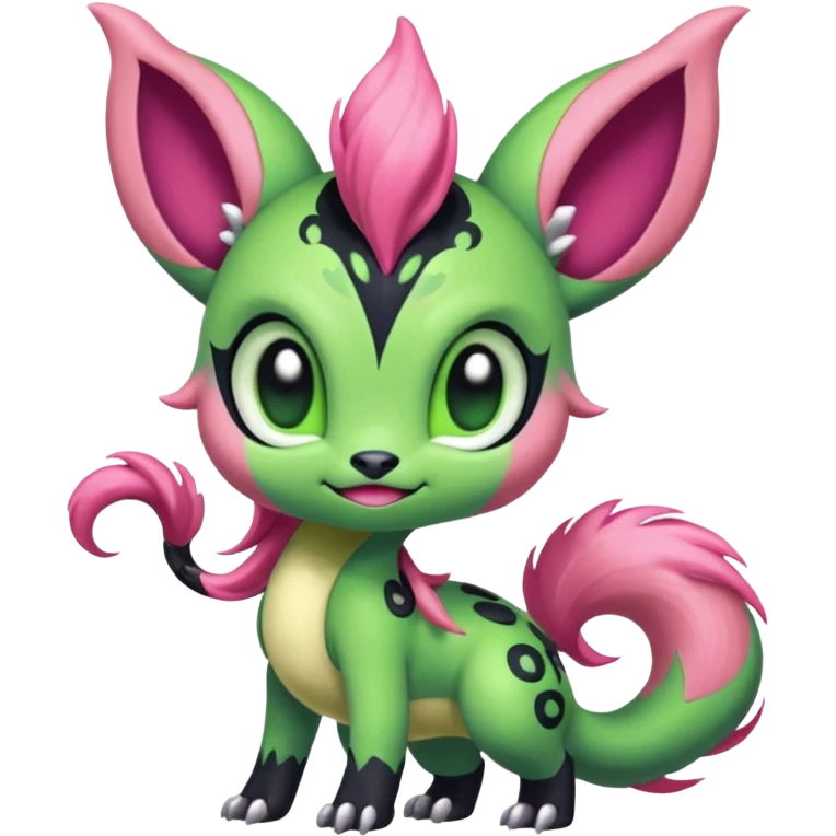 Colorful furry Exotic Meloetta-Virizion-Venom-Stitch-Fakémon-creature-hybrid emoji