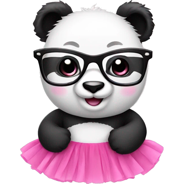 Panda with a pink tutu and glasses  emoji