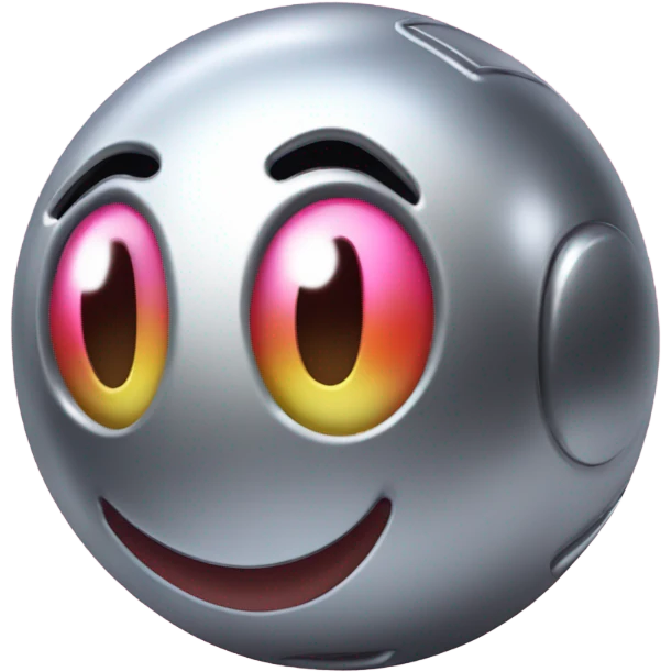 Metal cute Kirb ball driving on 4 car wheels emoji
