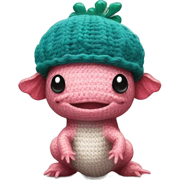 cute axolotl in crochet hat emoji