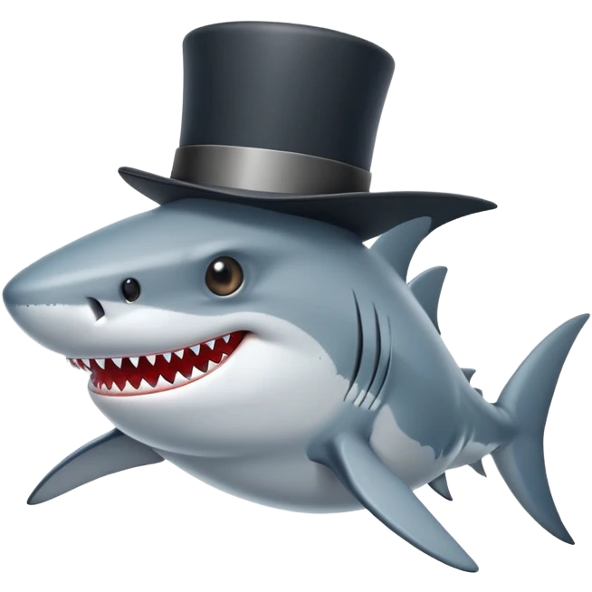 Shark with a top hat emoji