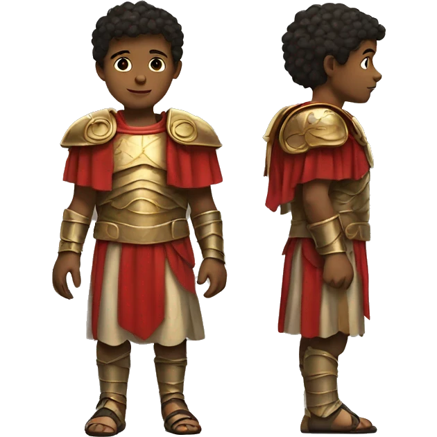 A boy dressed in oversized roman gear emoji