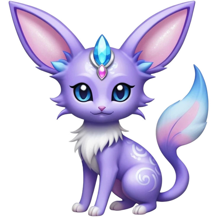 Shiny Exotic Cute Adorable Majestic Ethereal Sparkly Espeon-Meowstic-Hybrid-Creature with pattern-markings emoji