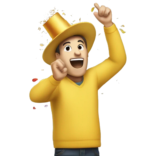 Person unenthusiastically celebrating with a part hat and confetti emoji