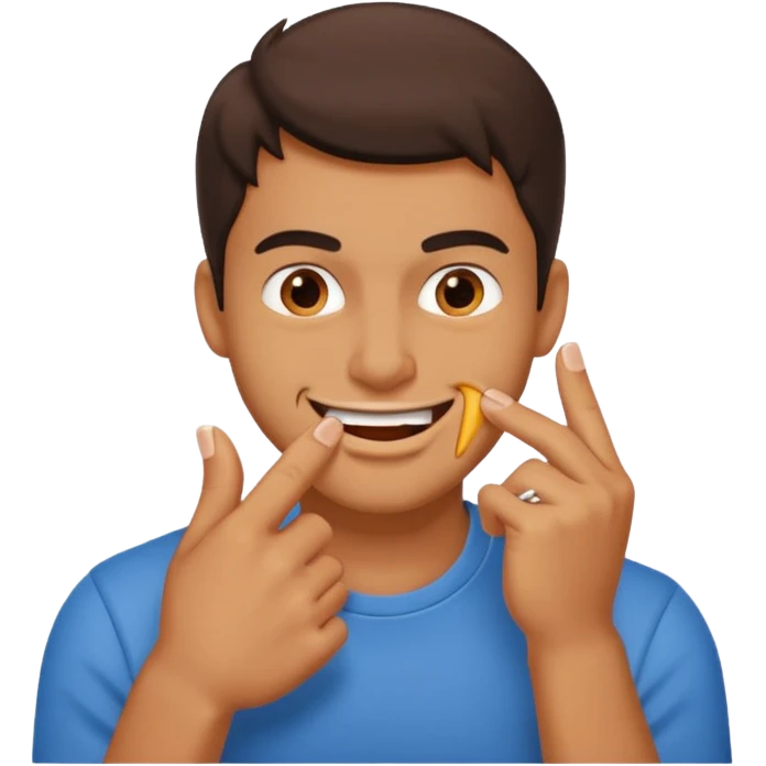 zesty guy biting nail while smirking emoji