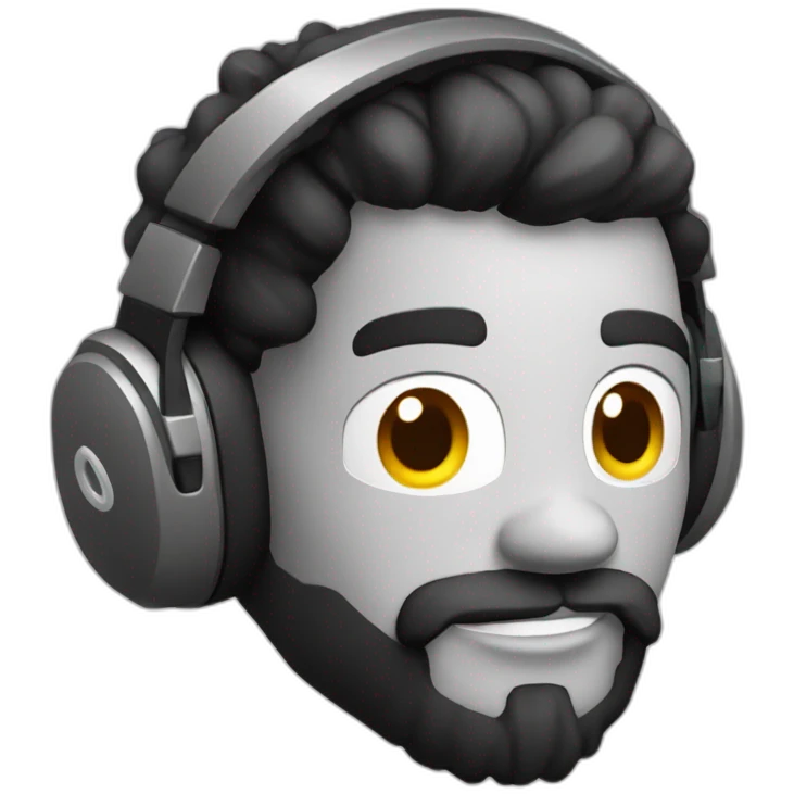Gamer bouclé avec un casque emoji