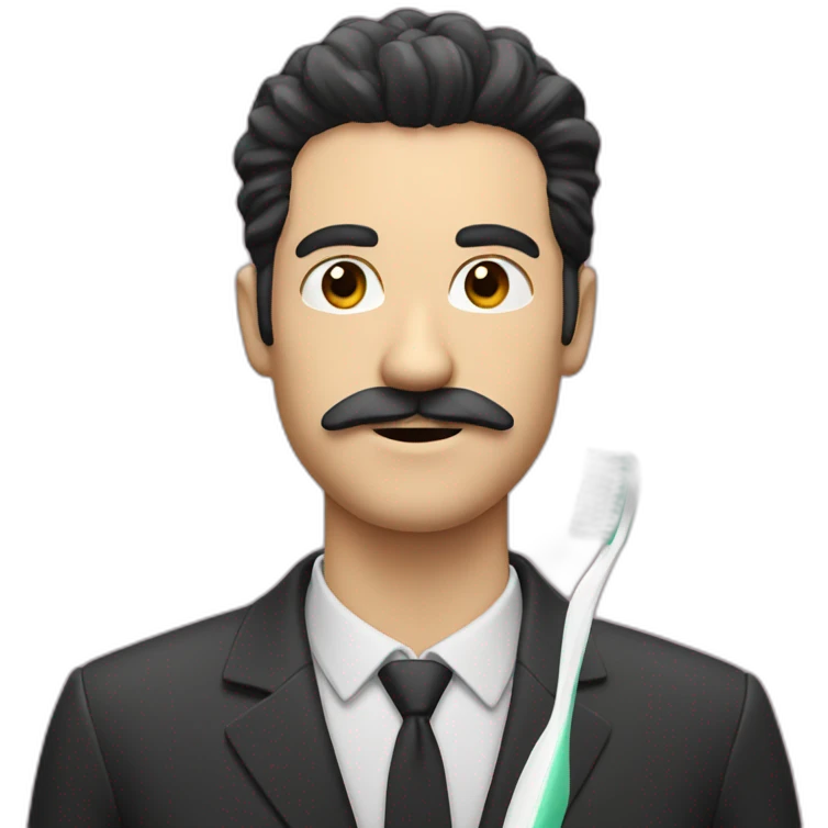 White man with black hair and toothbrush moustache emoji
