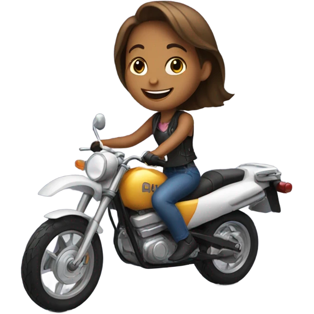 smiling girl on motorcycle outdoors emoji