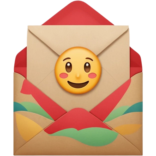 blank greeting card open with brown envelope next to it emoji