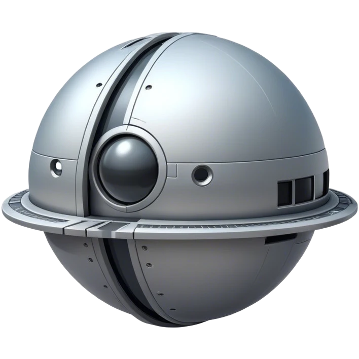 a realistic, spherical spaceship shaped like a ball, with a smooth surface and minimalistic details. Use a plain background. emoji