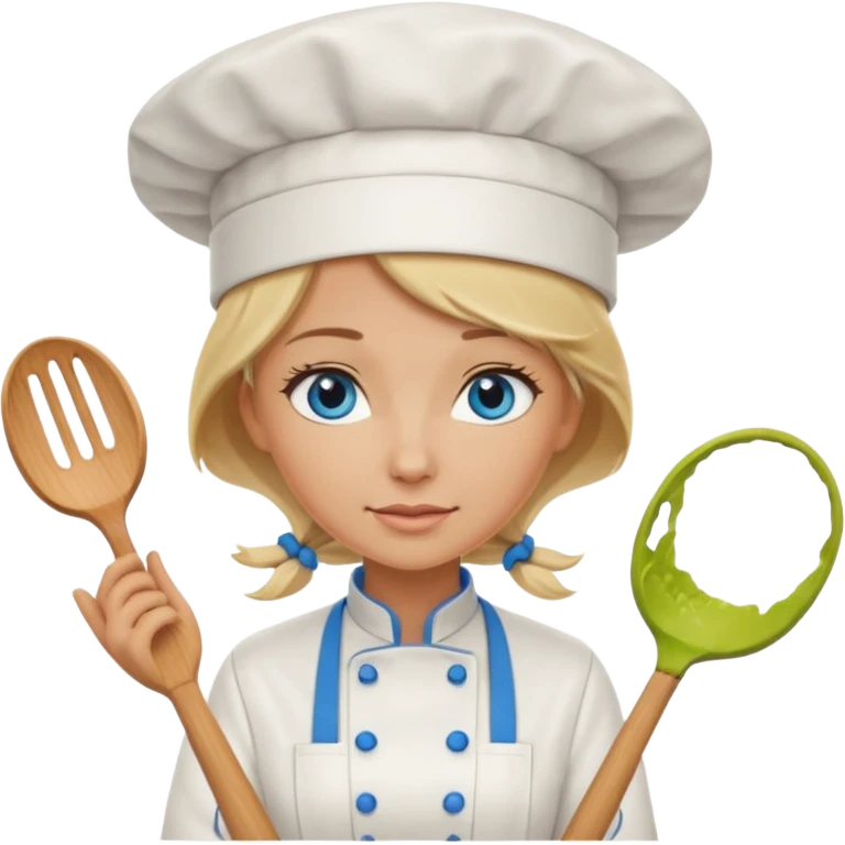 Blonde blue eyed female chef emoji