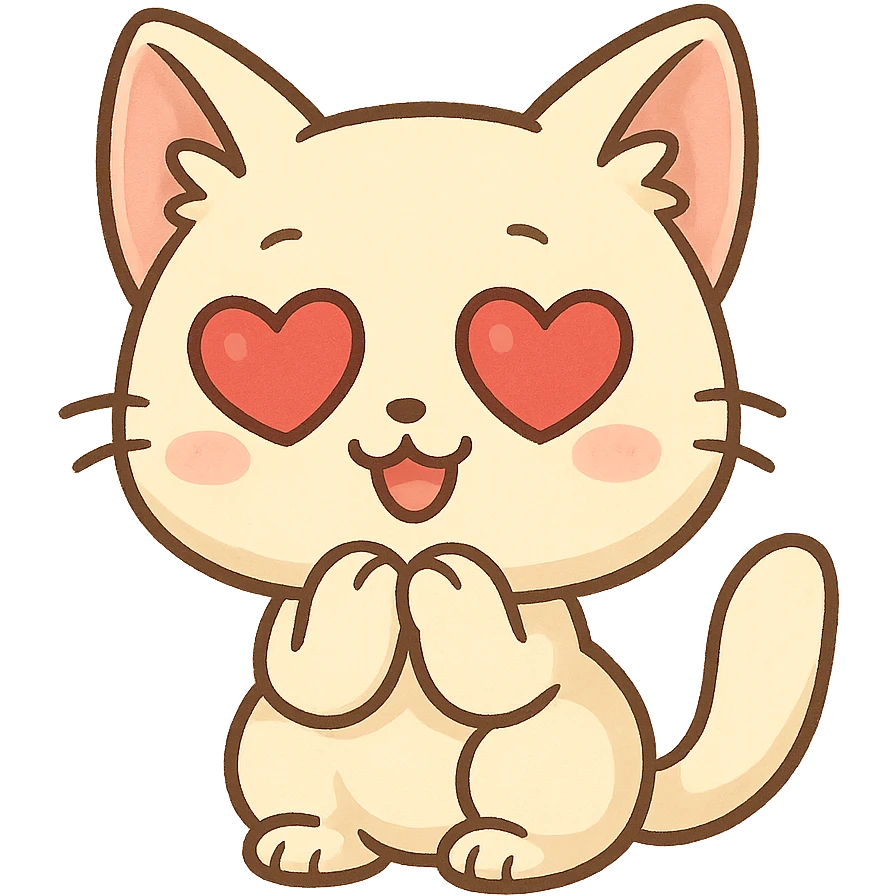 Chibi Kitty Heart Eyes emoji