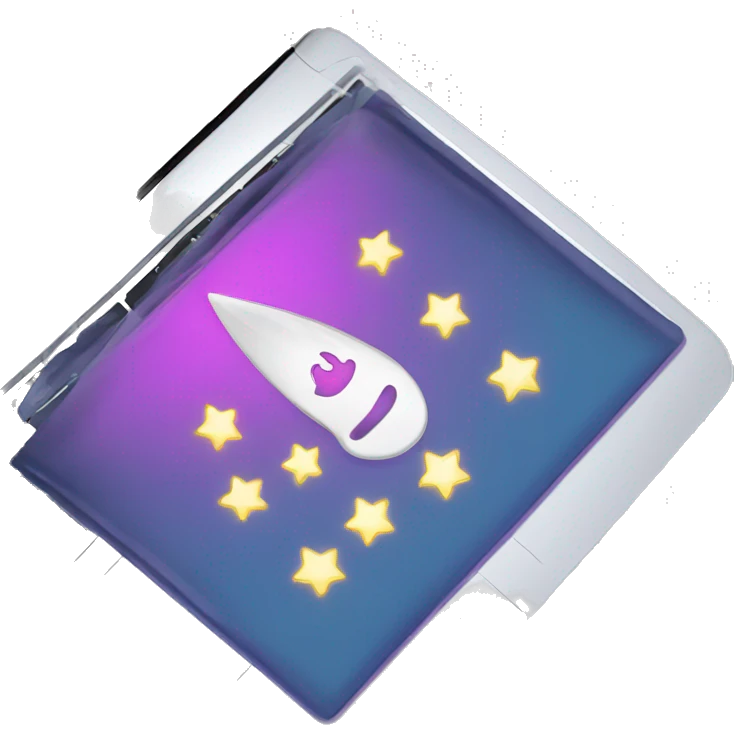 laptop with sparkles on the ride side of the screen emoji