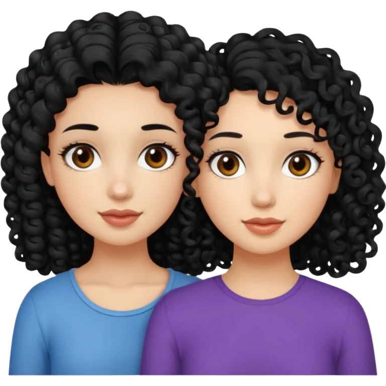 a pretty bratz fair girl with curly black hair with another girl bestfriend. Seconc girl has straight hair and is tan emoji