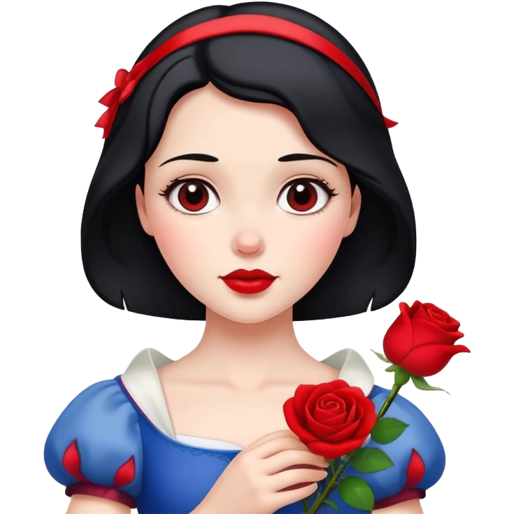 Snow White princess holding a red rose emoji