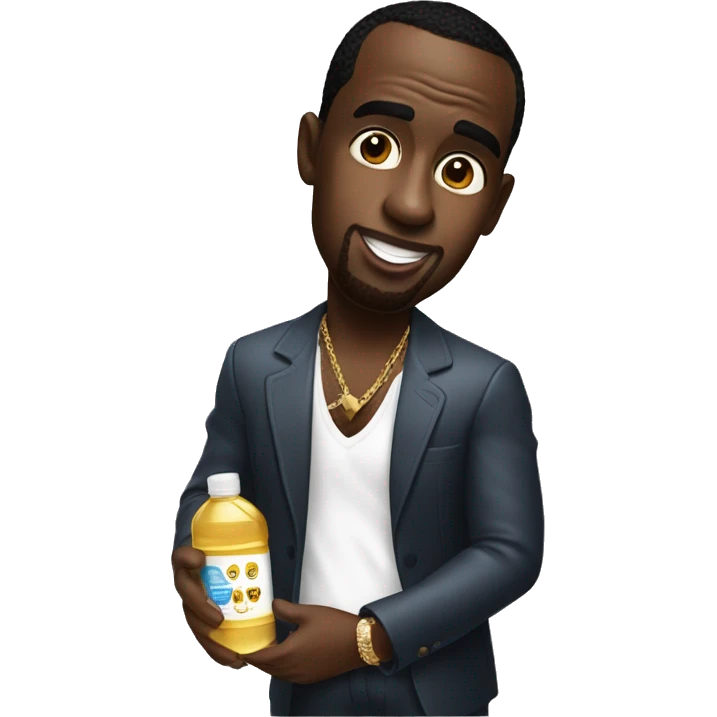 P diddy holding a bottle of baby oil emoji