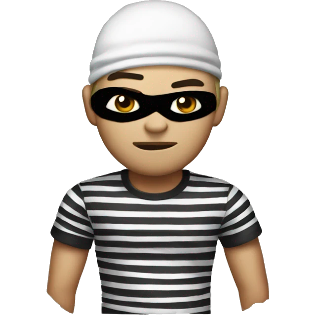 Robber emoji, he's wearing a black and white striped t-shirt emoji