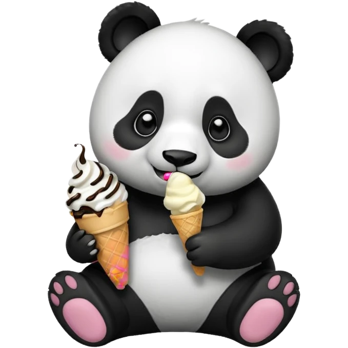 Panda eating ice cream emoji