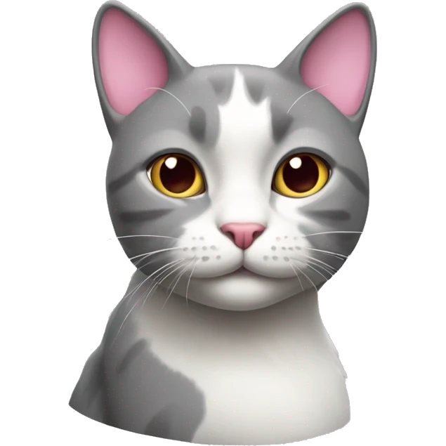 Grey and white cat with pink nose emoji