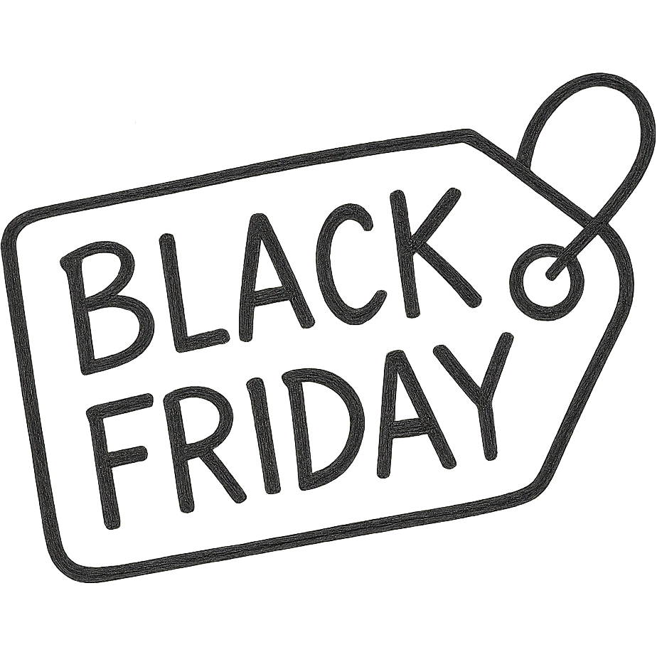 Black Friday label with hand lettering  emoji