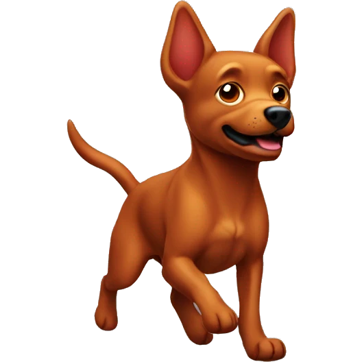 solid red dog with pointed ears running emoji