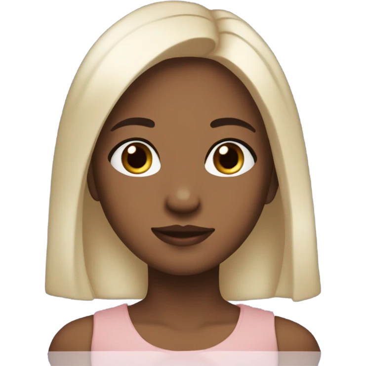 Create a girl with brown skin straight hair wearing lashes with a small white bow on the side but still keeping her hair straight and make her make a cute face emoji