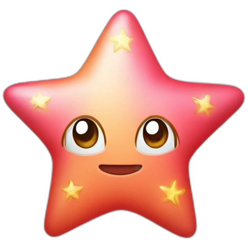Pastel con forma de de estrella rojo con adornos de estrellas amarillas emoji