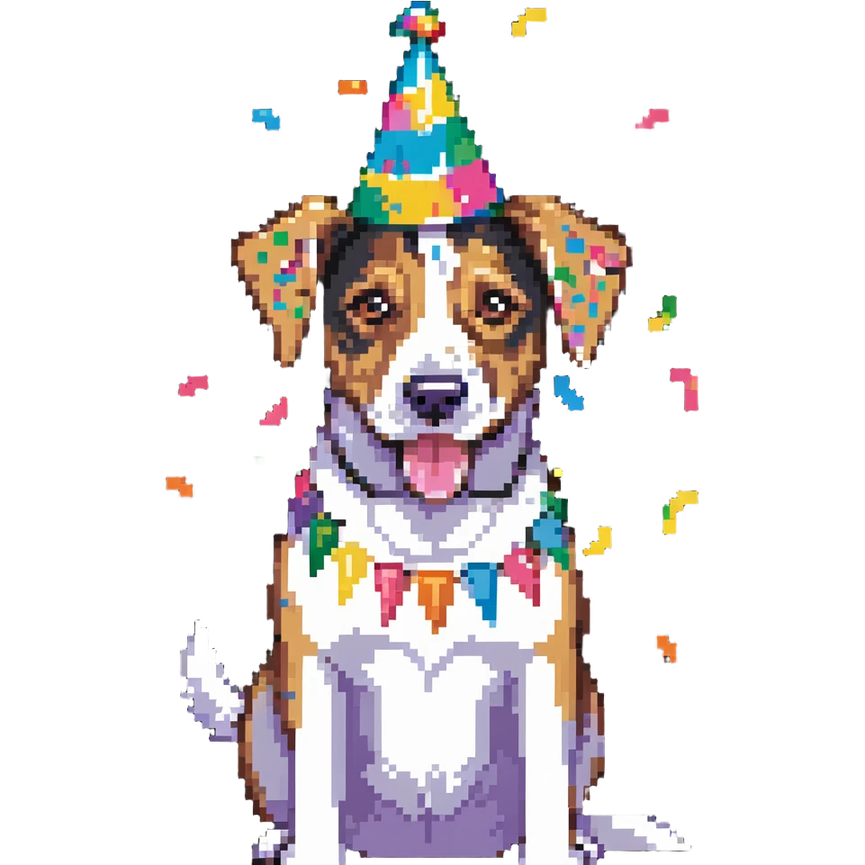dog celebrating birthday emoji