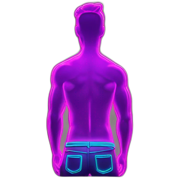 Juicy booty neon sign style man emoji