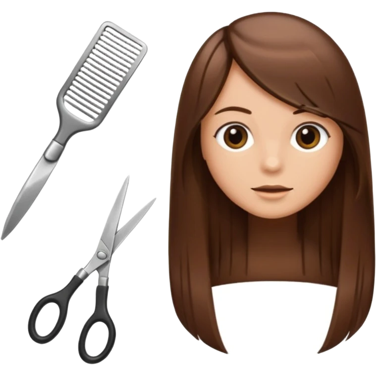 comb and scissors next to smooth hair strands emoji