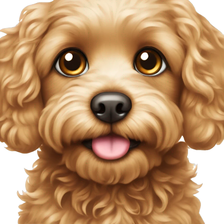 Cavapoo looking up with big, heart-melting eyes. Maybe add sparkles or tiny hearts around the eyes to show how cute they are. emoji