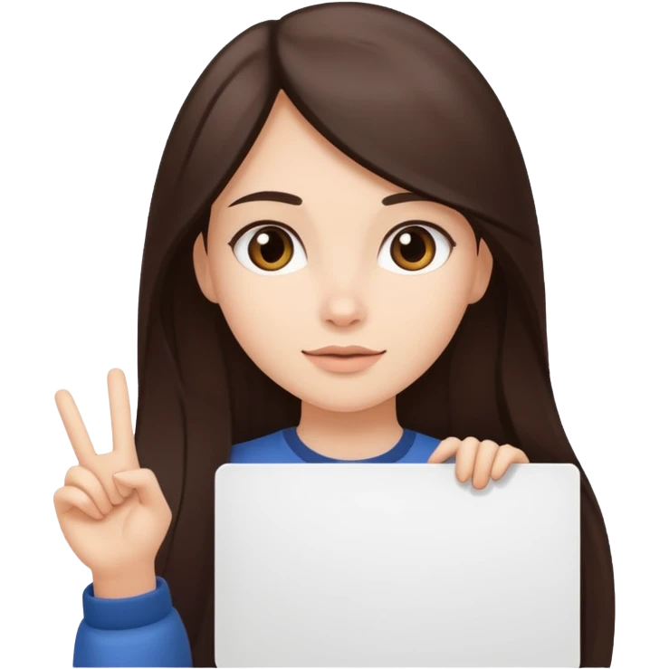 Fair skin long dark brown hair Rock n roll girl holding a large blank sign emoji