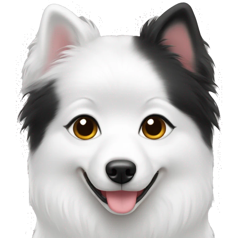 Japanese spitz dog white and black hair girl heart emoji