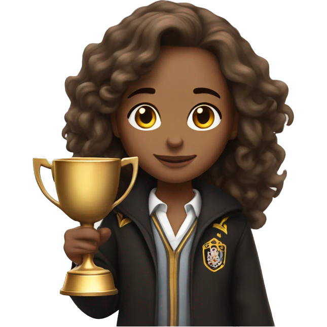 Hermione holds the winner's cup in her hand emoji