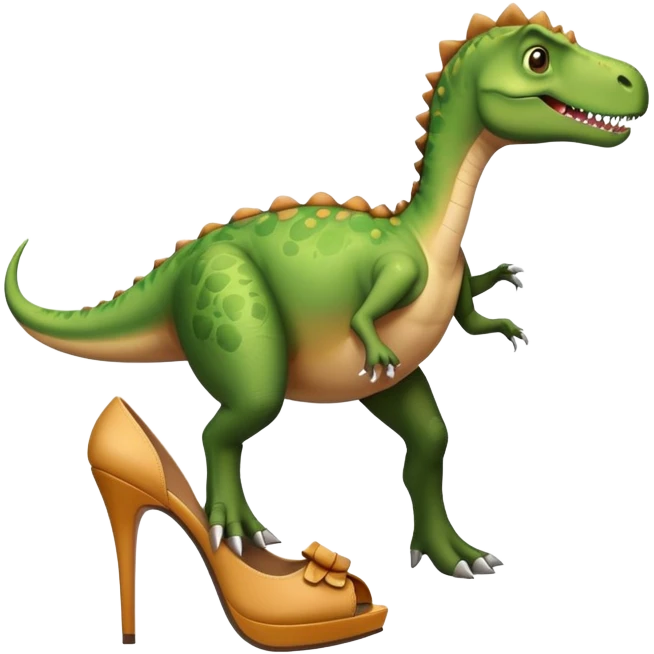 Dino wearing heels emoji
