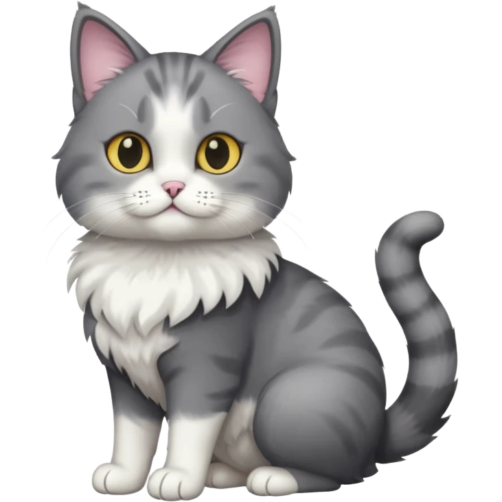 full body half dark grey and half white cat with white front legs emoji