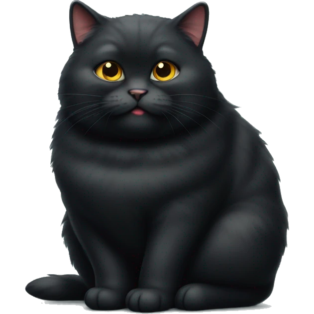OBESE FAT FLUFFY BLACK CAT WITH A SMALL HEAD emoji