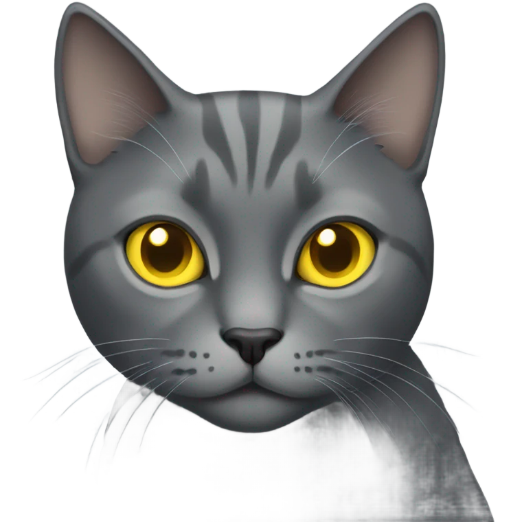 Grey cat with yellow eyes emoji
