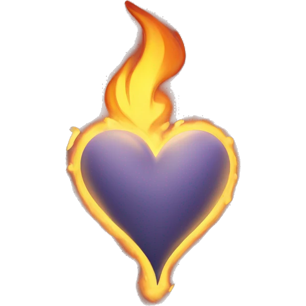 Light heart with small flame around it emoji