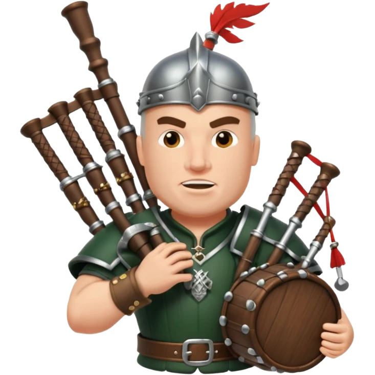 Warrior playing bagpipes chugging whiskey emoji