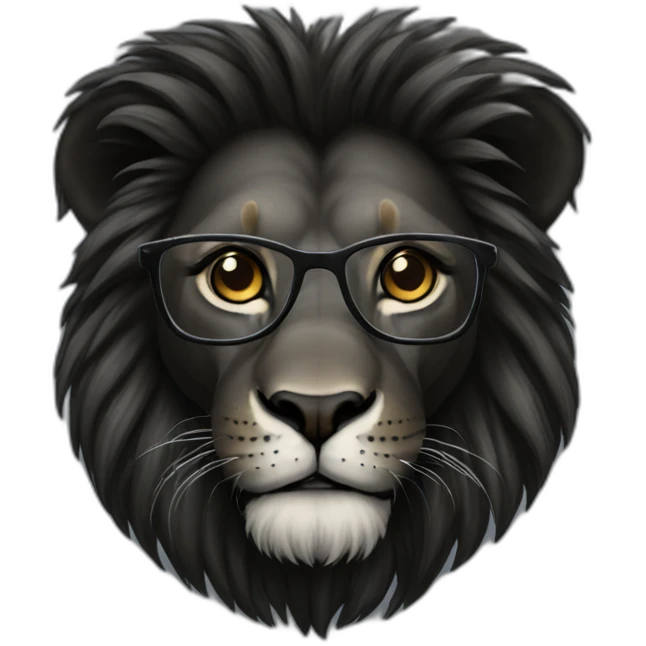 Black lion with glasses emoji