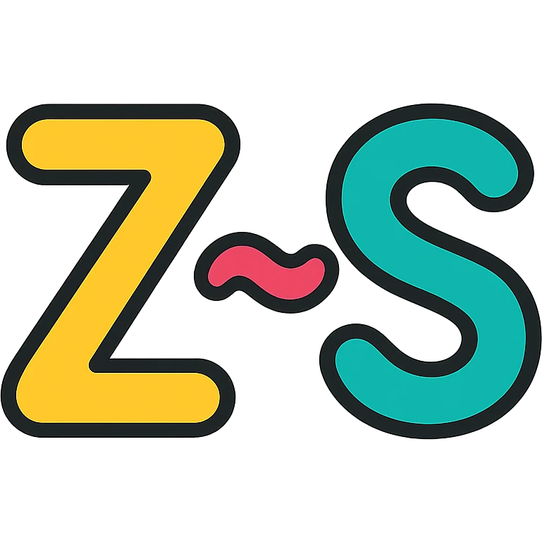 rounded friendly icon style of the letters 𝒁~𝑺, soft edges, no background emoji