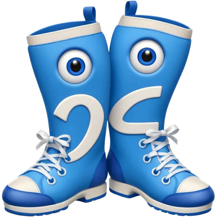 2 blue numbers 6 and 7 fused together, with cartoons eyes and blue shoes with white laces. Blue arms too. emoji