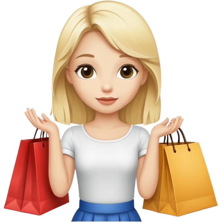 A blond girl with shopping bags and ༺ღ༒ 🐆😍ིྀ💋ིྀ ༒ღ༻  emoji