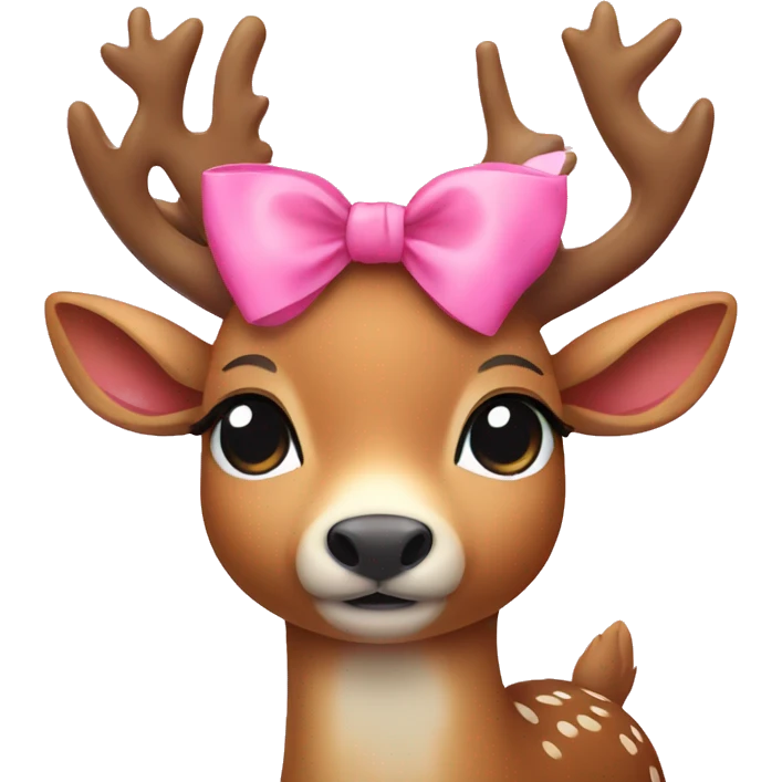 Cute deer with pink bow on its head emoji