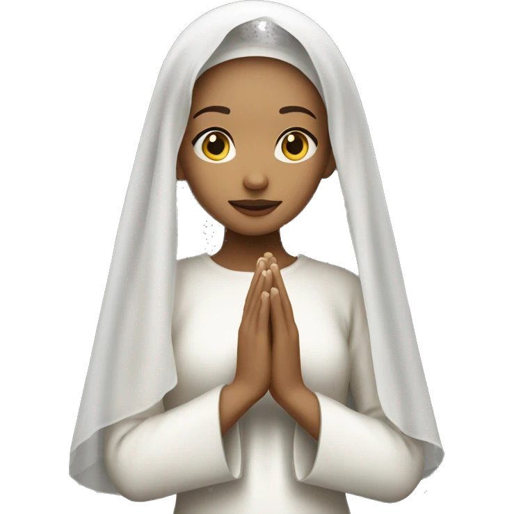 Light skin girl praying with white veil  emoji